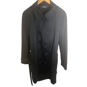 Ralph Lauren Black Plaid Lined Mens Double Breasted Trench Coat Belted 40R RRL